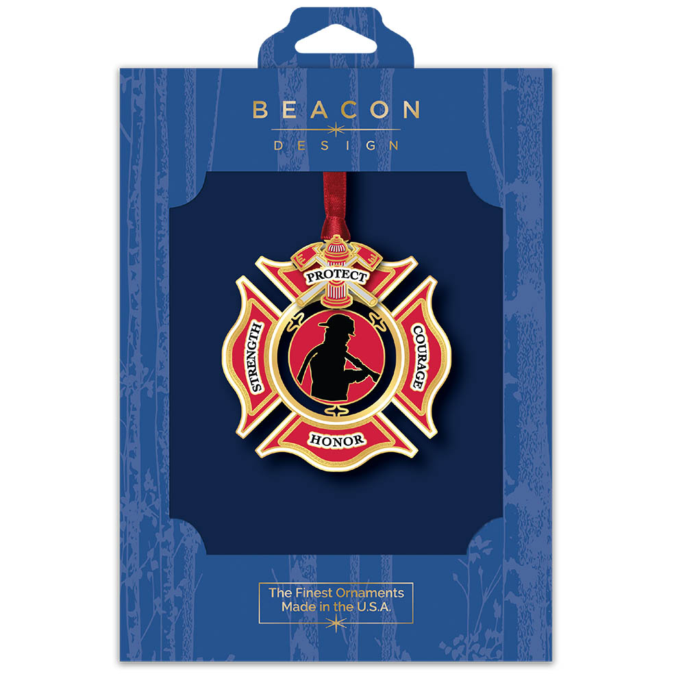Firefighter Shield Brass Ornament
