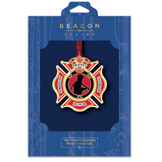 Firefighter Shield Brass Ornament