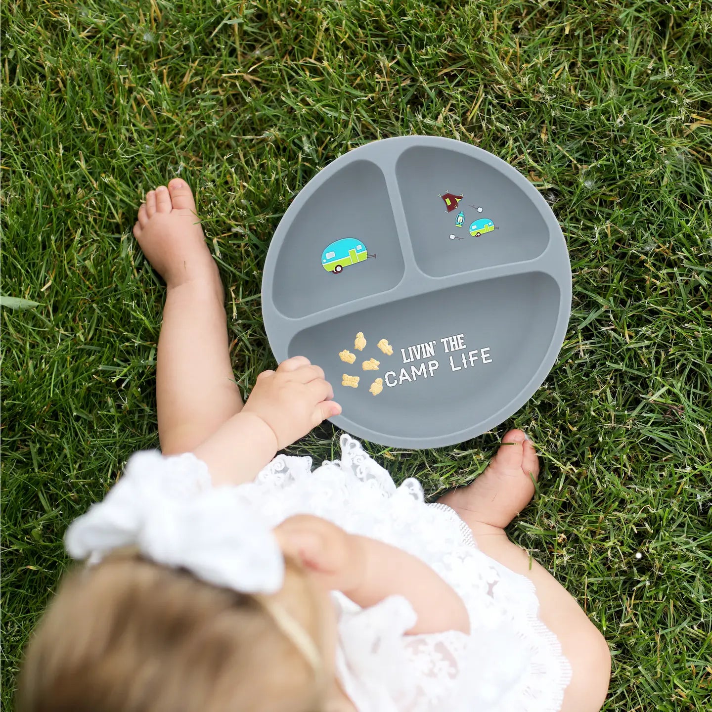 Camp Life - 7.75" Divided Silicone Suction Plate