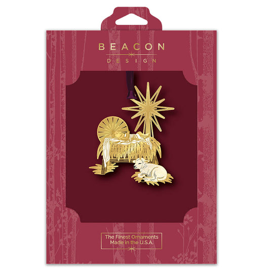 Timeless Manger Brass Ornament - NY Gift Boutique