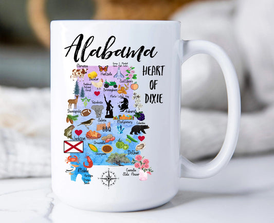 Alabama State Map Souvenir 15oz. Coffee Mug