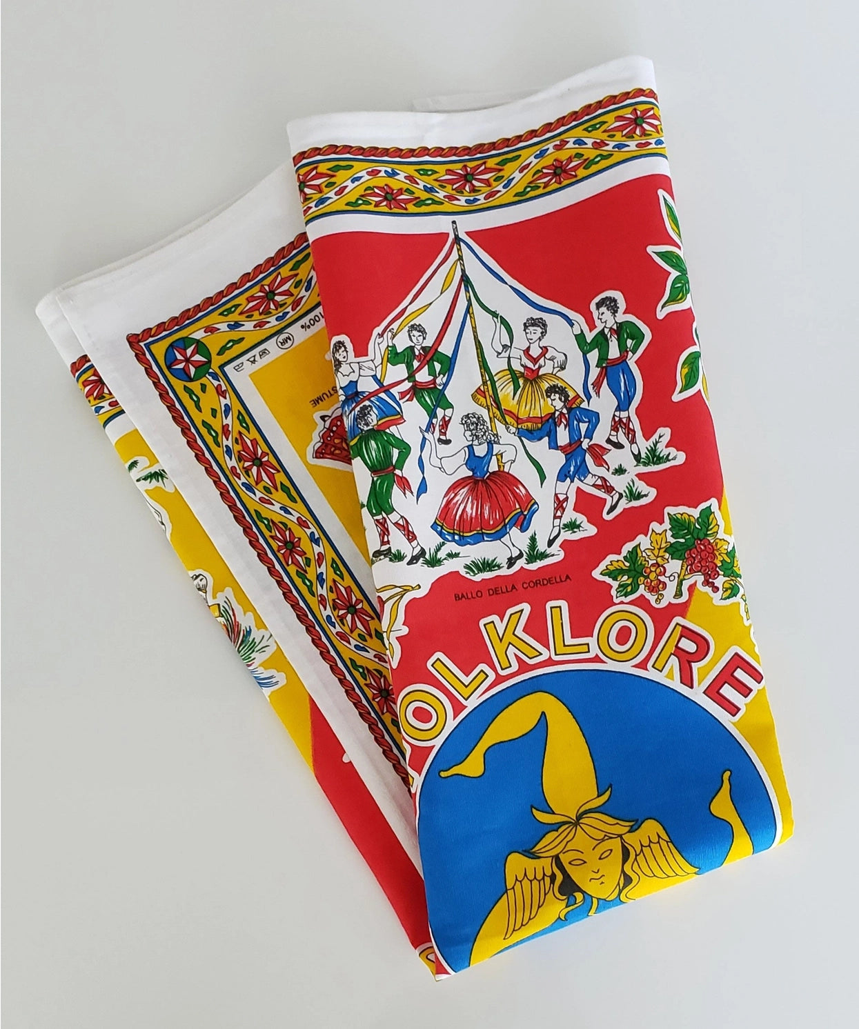 Sicilian Folklore Cotton Tea Towel Made in Italy