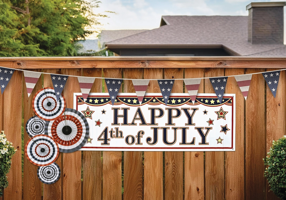 4th of July Sign Banner, 5' X 21"