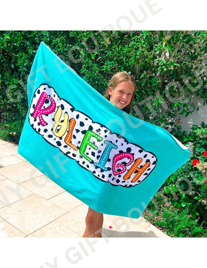 Dalmatian Dots Personalized Beach Towels