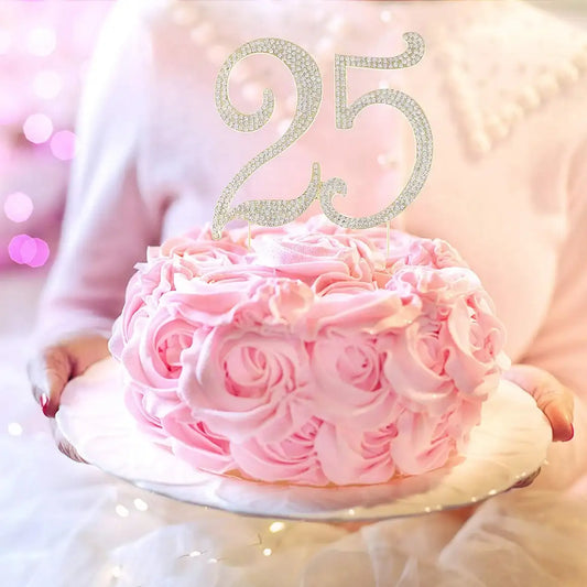 25 Crystal Cake Topper - Gold