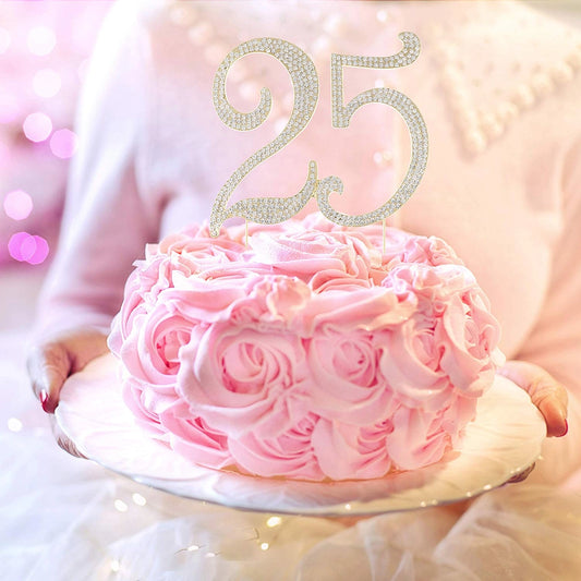 25 Crystal Cake Topper - Gold