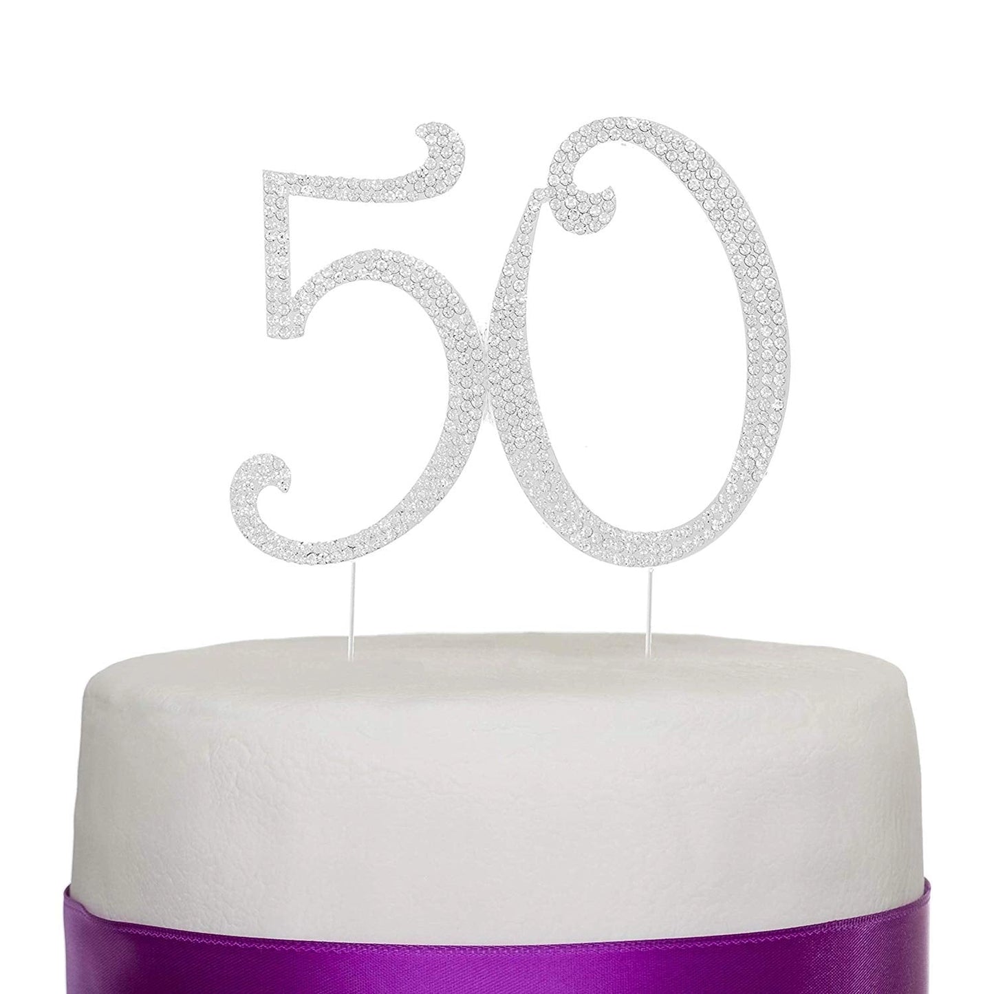 Silver 50 Crystal Cake Topper - NY Gift Boutique