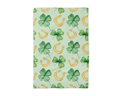 Irish Shamrock Gold Horseshoe Waffle Weave Towel