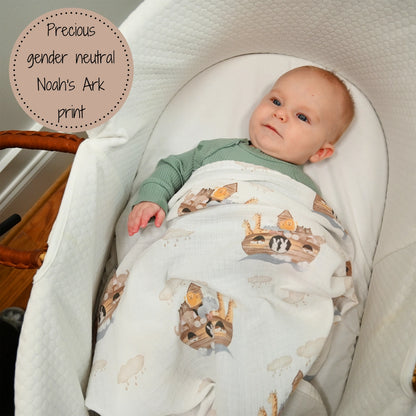 Noah's Ark Baby Muslin Swaddle Blanket