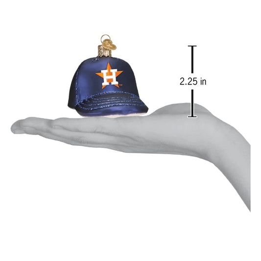 Astros Baseball Cap Blown Glass Ornament