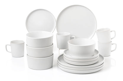 White Stoneware 16-Pc Dinnerware Set for 4