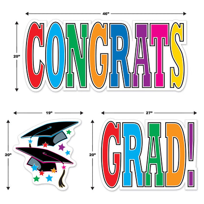 Plastic Jumbo Congrats Grad! Yard Sign Set