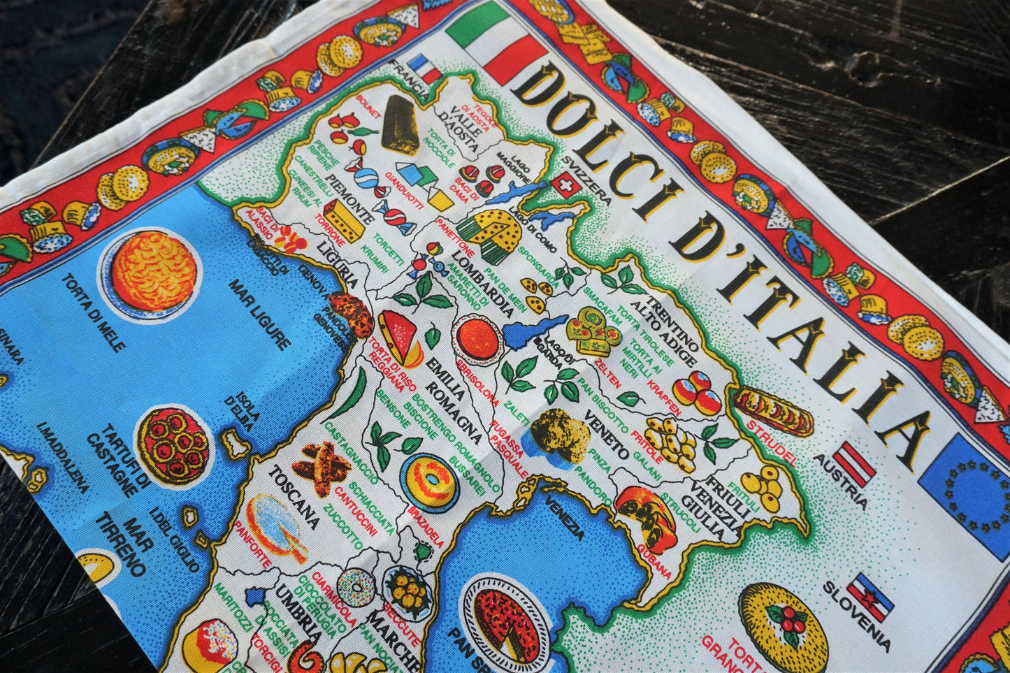 Dolci D'italia Map Italian Desserts Tea Towel Made in Italy