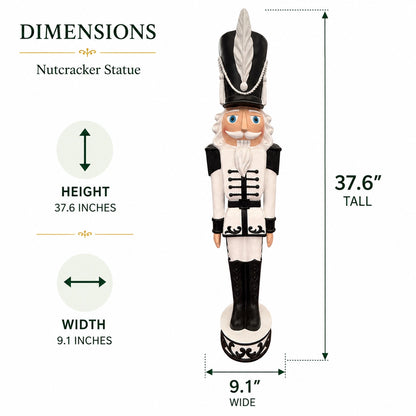 37 Inch Black and White Christmas Nutcracker— Haute Decor