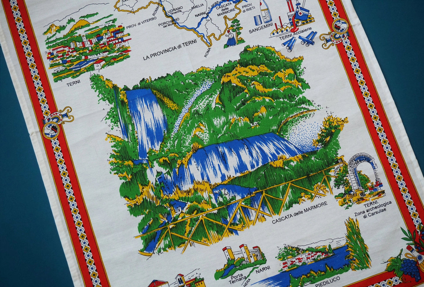 Cascata Delle Marmore Italian Waterfalls Tea Towel Made in Italy