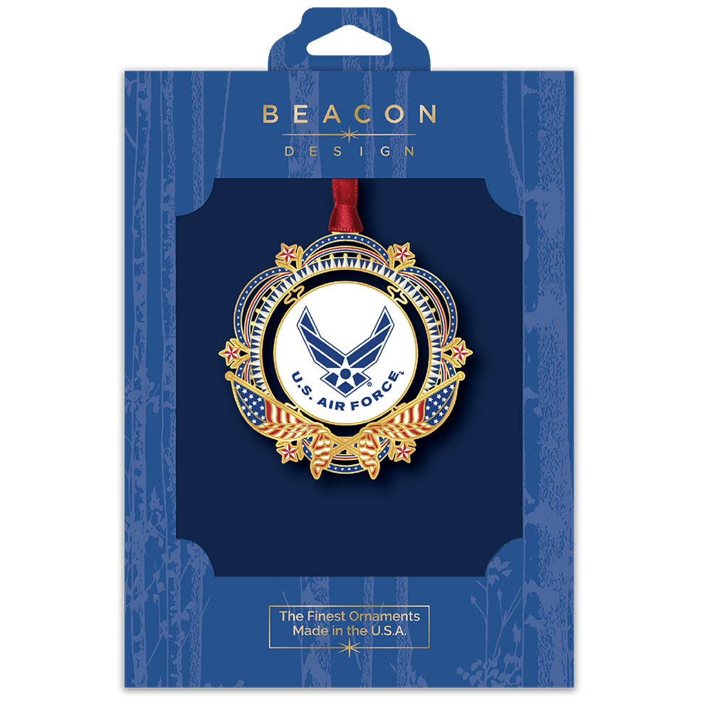 Patriotic US Air Force Flag Brass Ornament