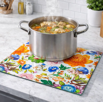 Floral Tempered Glass Trivet Board