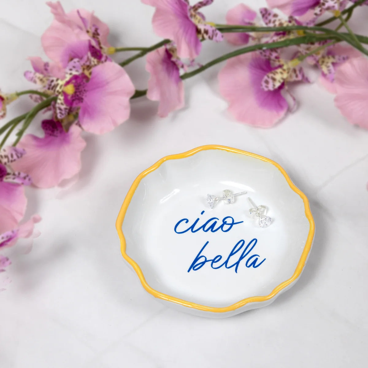 Ciao Bella Trinket Dish & CZ Stud Earring Set