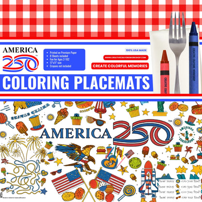 America 250 Coloring Placemats - 8 Sheets