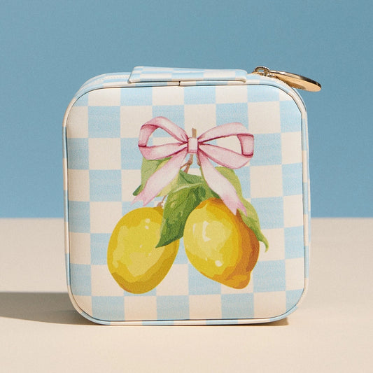 Lemon Gingham Travel Jewelry Box Preorder Ships March '26