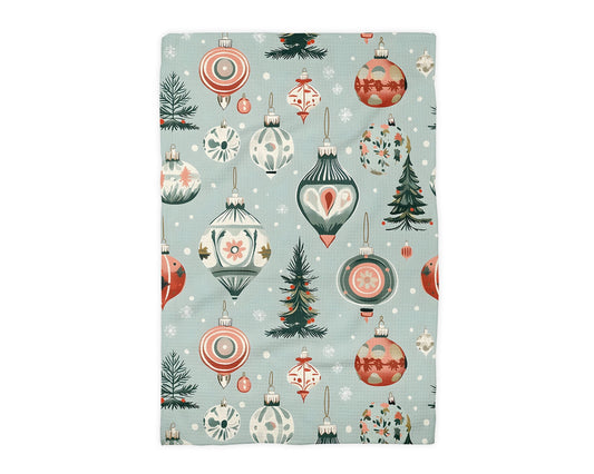 Christmas Ornament Waffle Weave Tea Towel