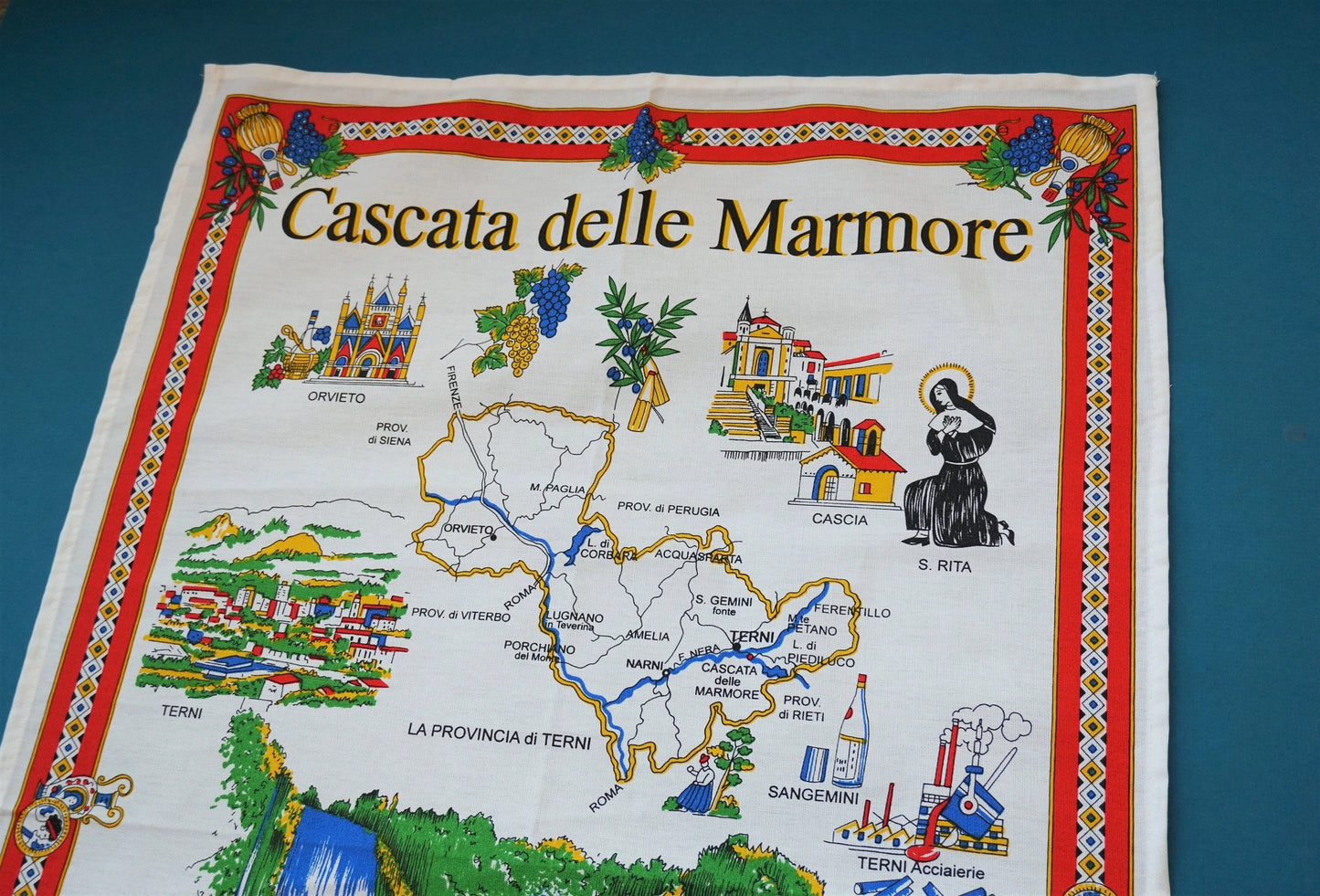 Cascata Delle Marmore Italian Waterfalls Tea Towel Made in Italy