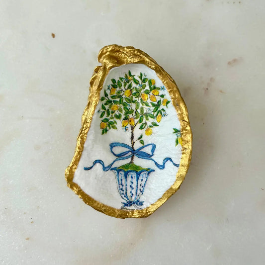 Lemon Tree Topiary Oyster Shell Jewelry Dish