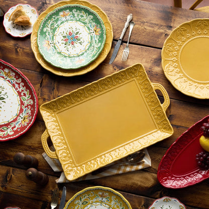 Provence Embossed Rectagular Platter W/Handles 17in X 12.5in
