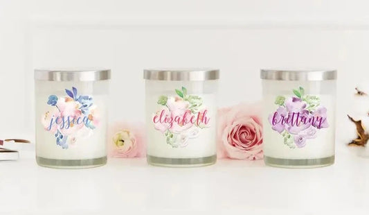 Personalized Glass Jar Candle with Lid - Garden Party
