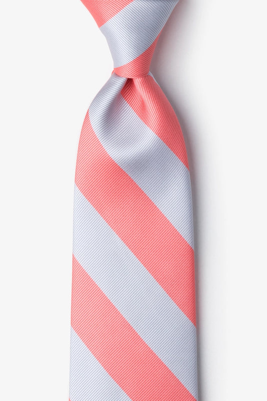 Coral and Silver Collegiate College Stripe - School Colors