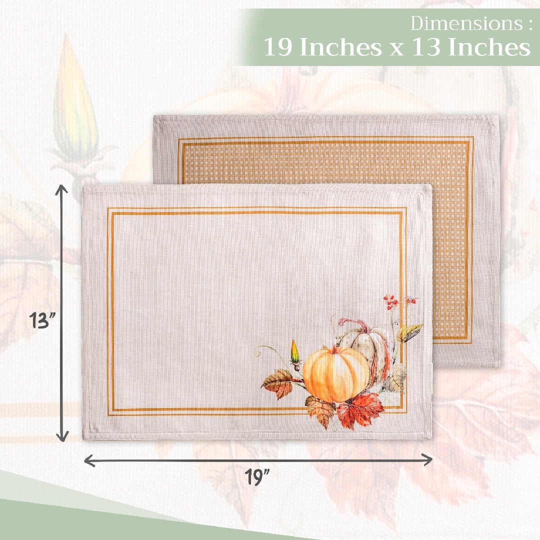 Potiron Fall -Placemats 100% Cotton 13" X 19" - Set of 4