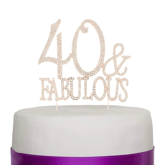 40 & Fabulous Rose Gold Crystal Cake Topper