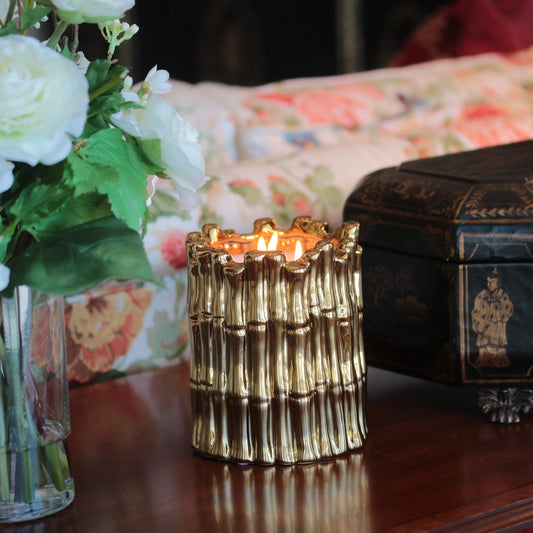 Gold Bamboo Perfumed Candle – Champagne Rose