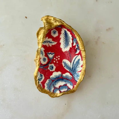 Red White & Blue Oyster Shell Jewelry Dish