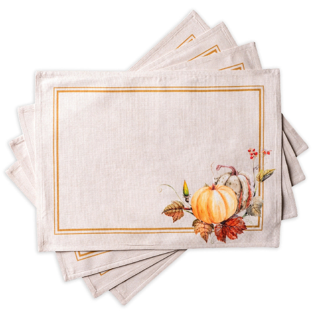 Potiron Fall -Placemats 100% Cotton 13" X 19" - Set of 4