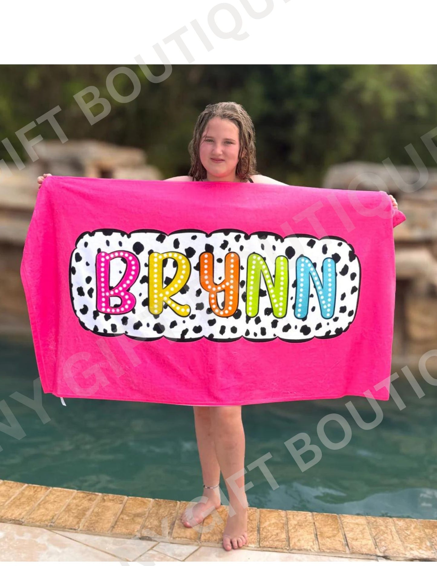 Dalmatian Dots Personalized Beach Towels