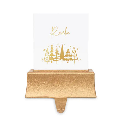 Personalized Acrylic Stocking Holder with Weighted Base - Winter Pines