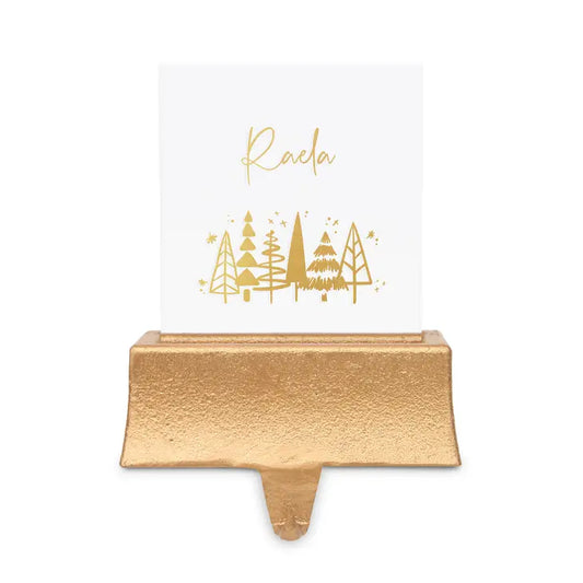 Personalized Acrylic Stocking Holder with Weighted Base - Winter Pines
