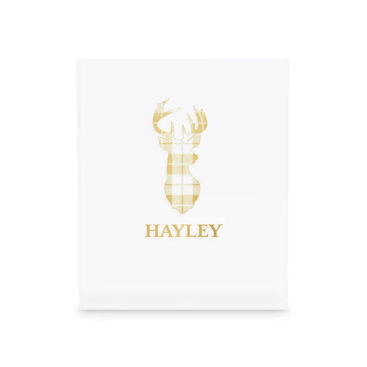 Personalized Acrylic Stocking Holder with Weighted Base - Plaid Stag