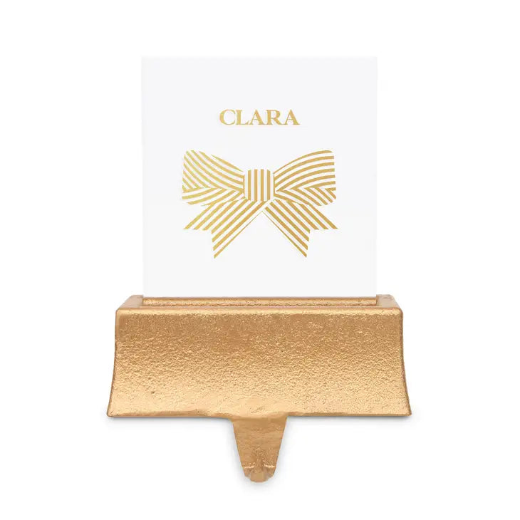Personalized Acrylic Stocking Holder with Weighted Base - Festive Bow