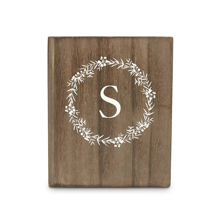 Personalized Stocking Holder with Weighted Base - Blush Wreath Initial