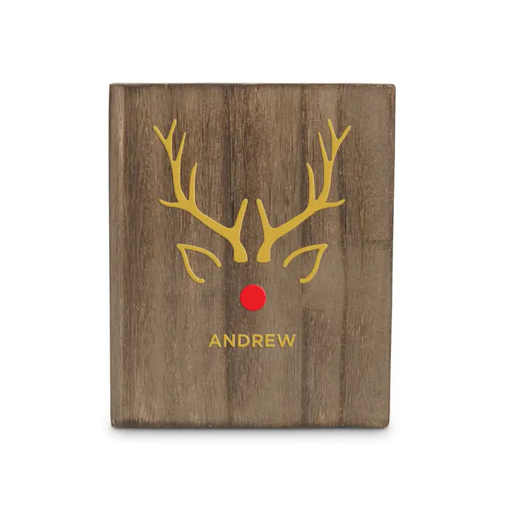 Personalized Stocking Holder with Weighted Base - Rudolph