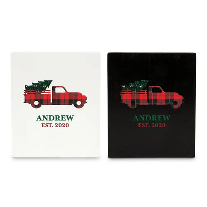 Personalized Stocking Holder with Weighted Base - Christmas Truck