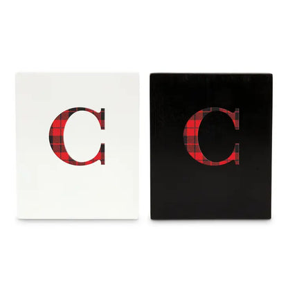 Personalized Stocking Holder with Weighted Base - Buffalo Plaid Initial
