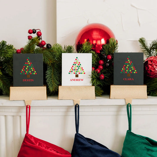 Personalized Stocking Holder with Weighted Base - Whimsical Tree