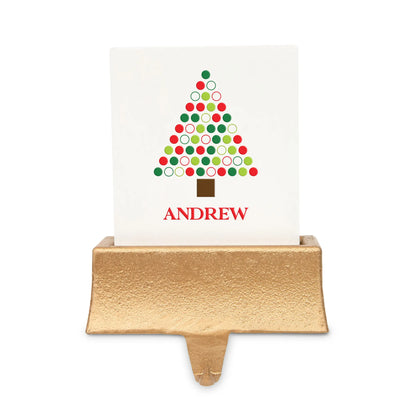 Personalized Stocking Holder with Weighted Base - Whimsical Tree