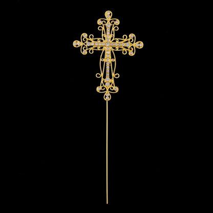 Gold Crystal Cross Cake Topper - NY Gift Boutique