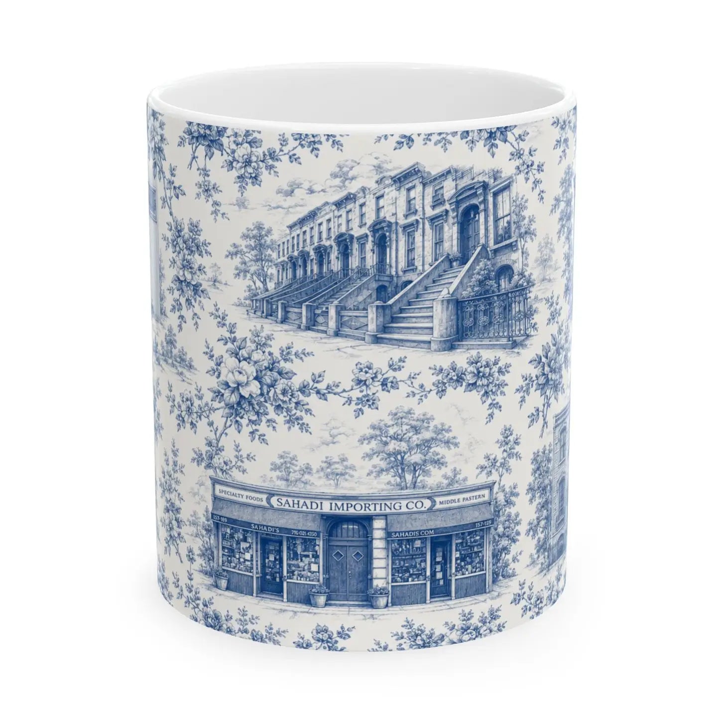 Cobble Hill Blue Toile De Jouy Chinoiserie Ceramic Mug