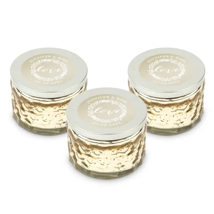 Custom Gold Mercury Glass Candle Favor - Love Wreath (Set of 10)