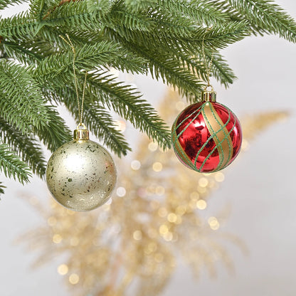 Refined Ornament Bauble Set, 24 Pc Set Red, Gold, and Green